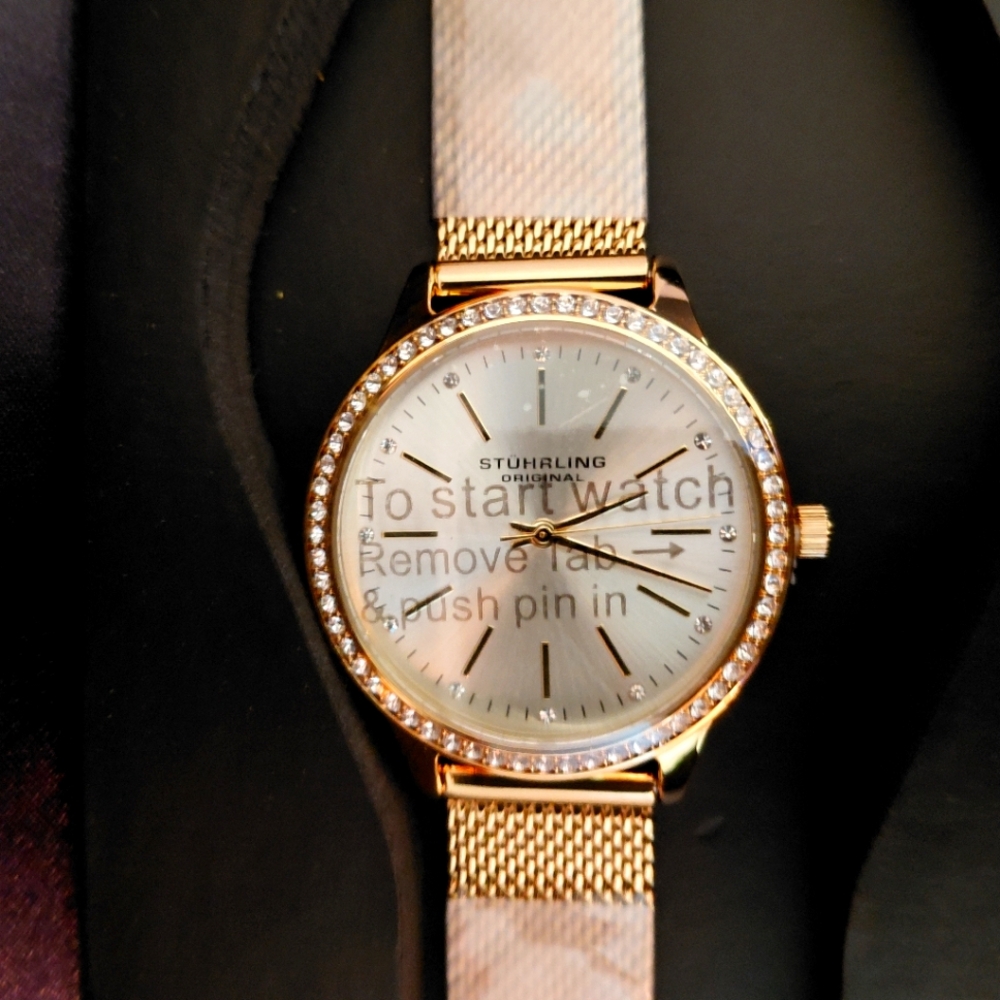 Stuhrling Original 4044 Quartz GoldTone Classic Mesh Watch Womens New In Box